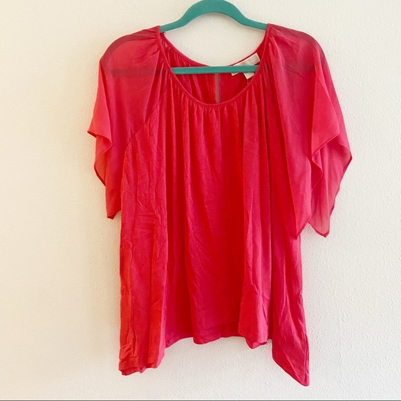 Michael Kors Pink Oversized Flowy Short Sleeve Top Blouse Round Neck XXS NEW - Picture 2 of 6